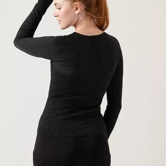 NWT Black Athleta Momentum Seamless Shimmer Top Workout Dance Odor Control - Picture 4 of 9